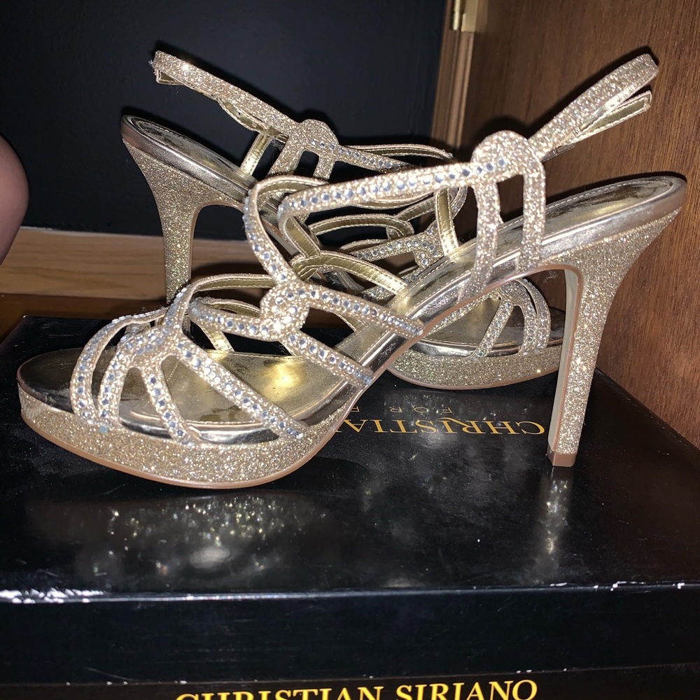 Sparkly gold heels